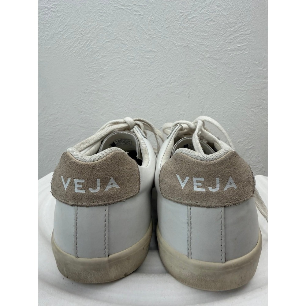 Veja Esplar White Leather Sneakers Beige Suede Low Top Lace Up Women's 8 - Picture 4 of 7